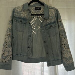 Johnny Was Light Blue Embroidered Jean Jacket